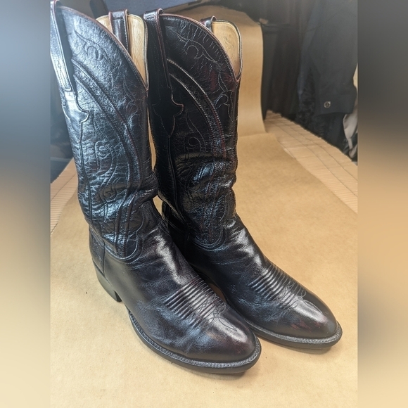 Lucchese Classics "Hugo" men's sz 9EEE black cherry/Burgundy brush off goat leat - Picture 3 of 14